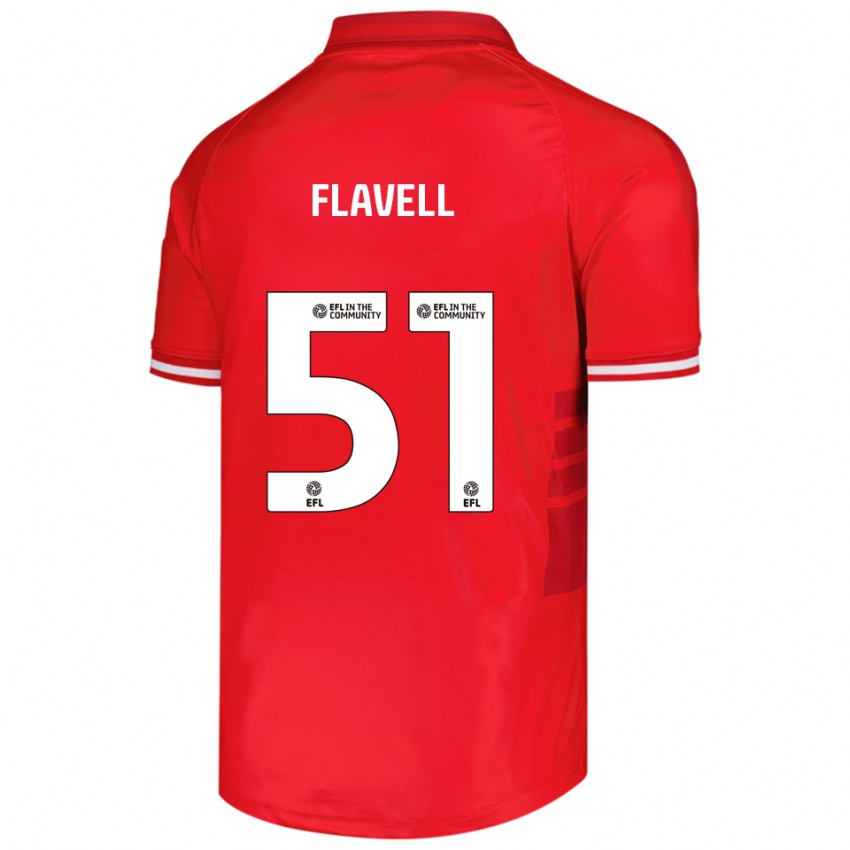 גברים Kieran Flavell #51 אדום לבן ג'רזי ביתית 2025/26 חולצה קצרה