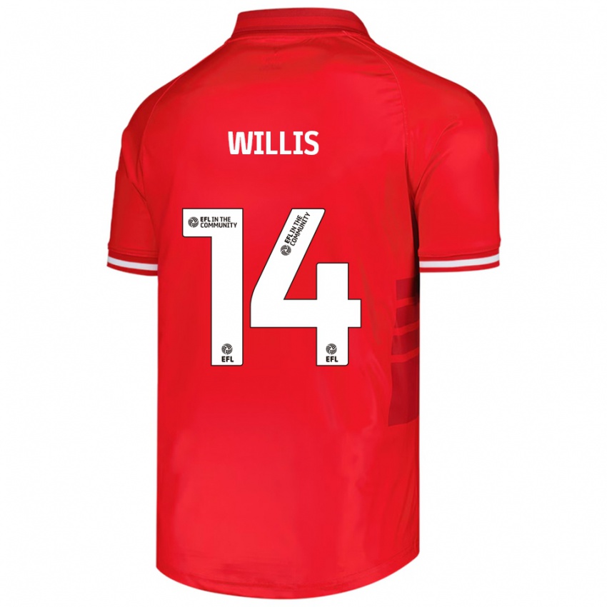 גברים Nathan Willis #14 אדום לבן ג'רזי ביתית 2025/26 חולצה קצרה