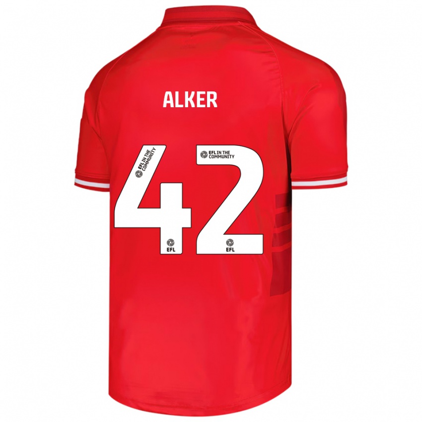 גברים לוק אלקר #42 אדום לבן ג'רזי ביתית 2025/26 חולצה קצרה