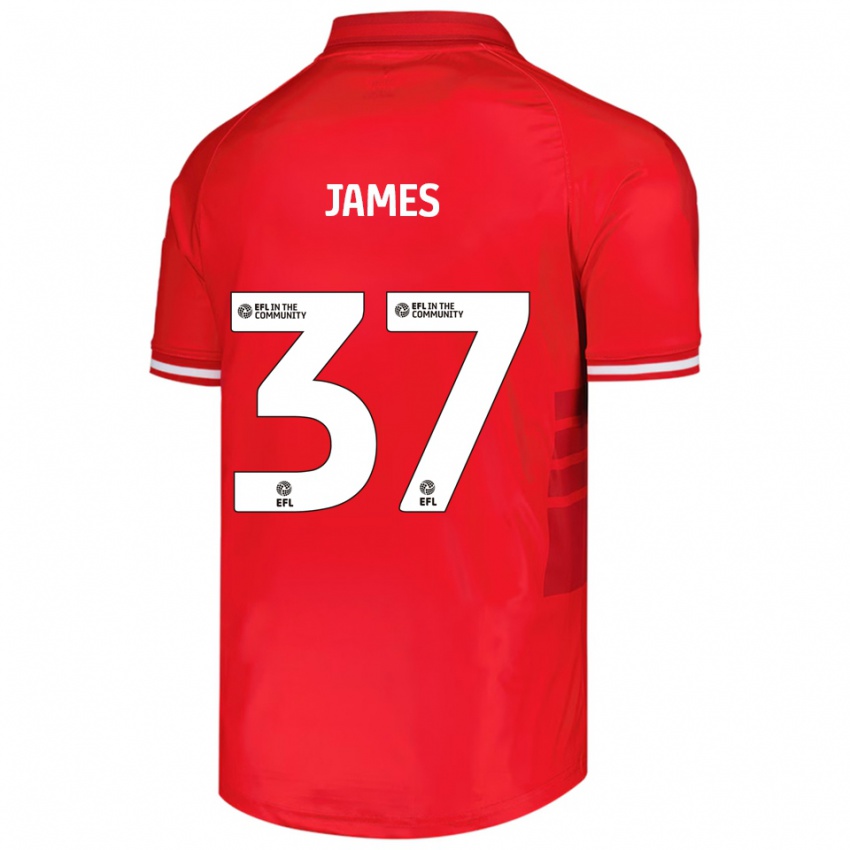 גברים Nathan James #37 אדום לבן ג'רזי ביתית 2025/26 חולצה קצרה