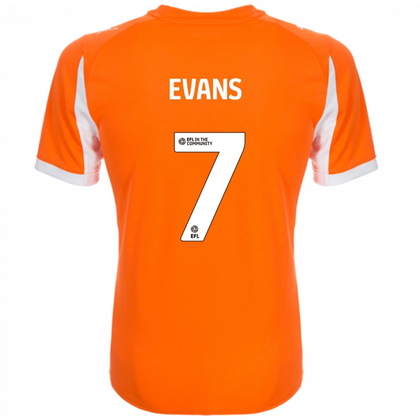 גברים לי אוונס #7 כתום לבן ג'רזי ביתית 2025/26 חולצה קצרה