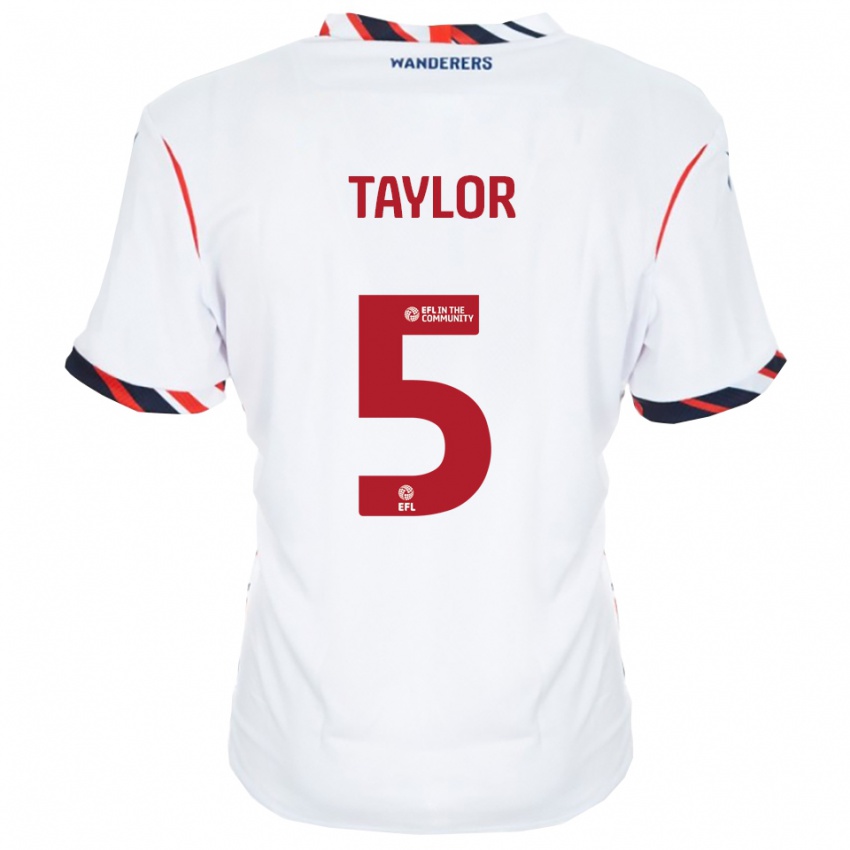 גברים Richard Taylor #5 לבן אדום ג'רזי ביתית 2025/26 חולצה קצרה