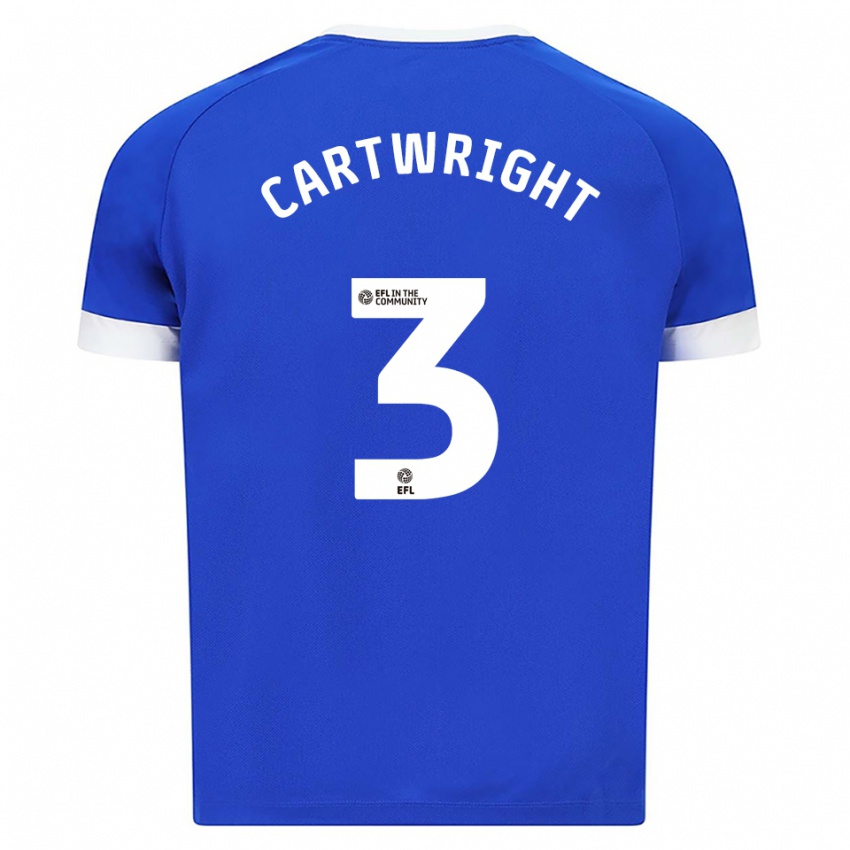 גברים Logan Cartwright #3 כחול לבן ג'רזי ביתית 2025/26 חולצה קצרה