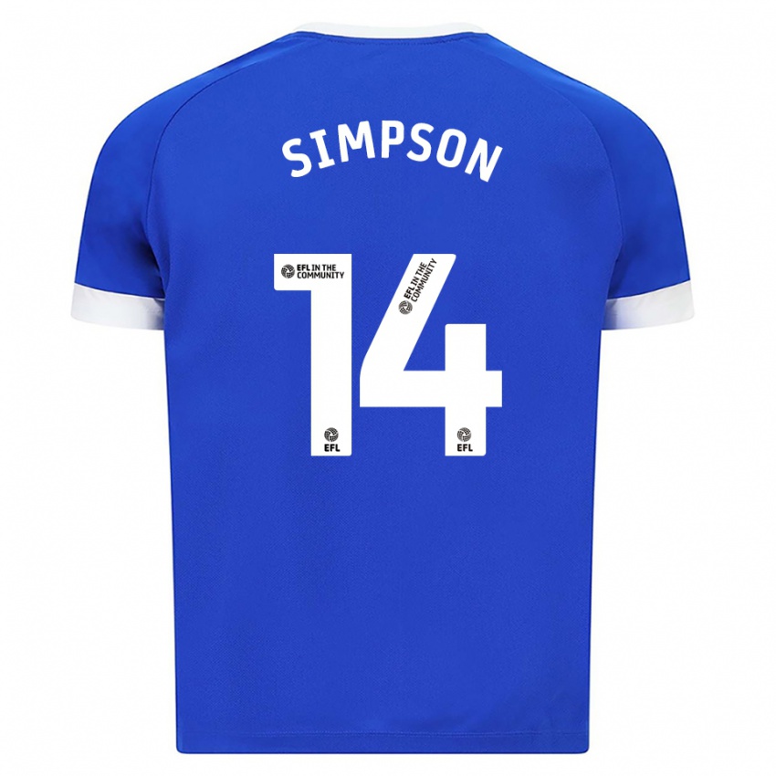 גברים יסמין סימפסון #14 כחול לבן ג'רזי ביתית 2025/26 חולצה קצרה