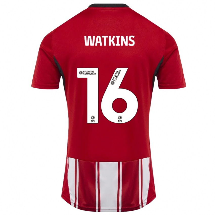 גברים Zoe Watkins #16 אדום לבן שחור ג'רזי ביתית 2025/26 חולצה קצרה