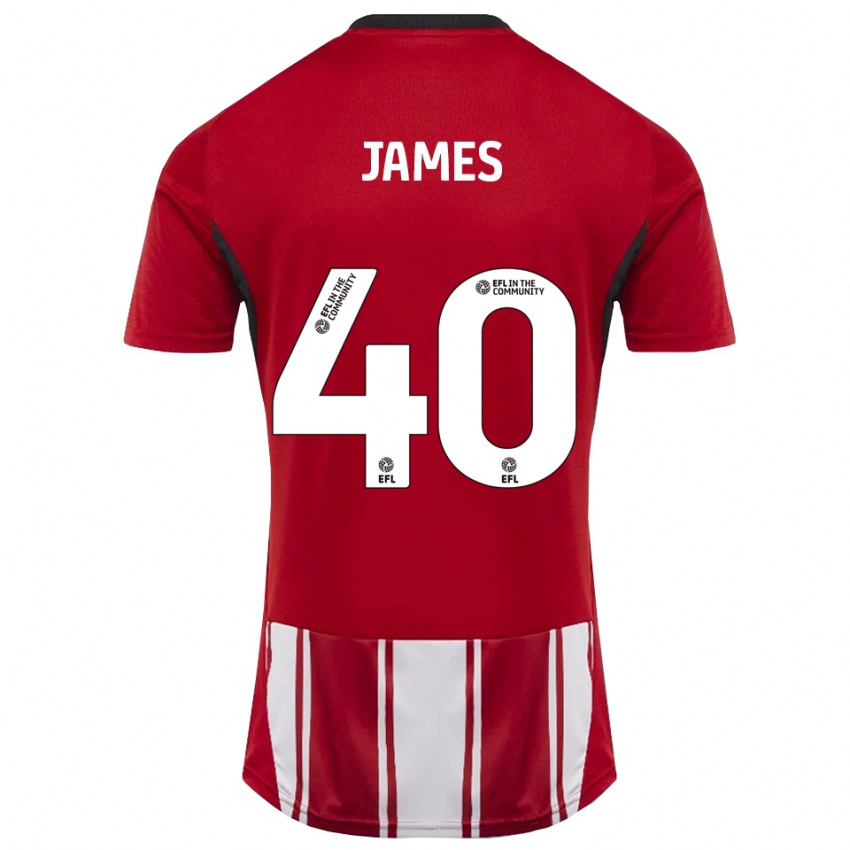 גברים אד ג׳יימס #40 אדום לבן שחור ג'רזי ביתית 2025/26 חולצה קצרה