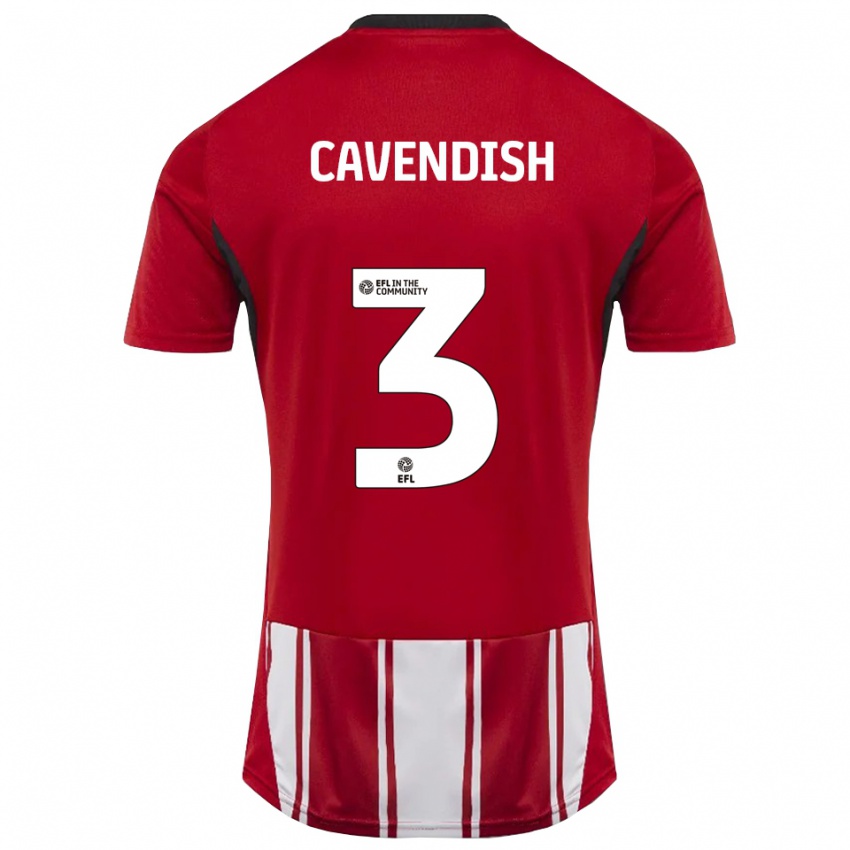 גברים Jacca Cavendish #3 אדום לבן שחור ג'רזי ביתית 2025/26 חולצה קצרה