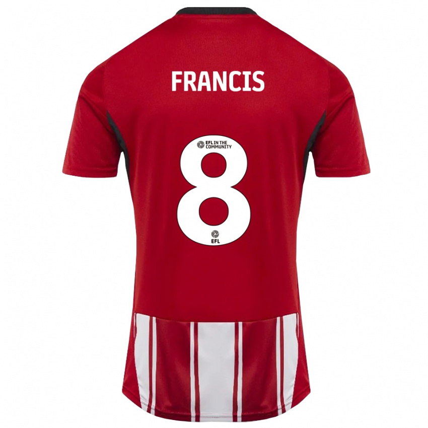 גברים אדוארד פרנסיס #8 אדום לבן שחור ג'רזי ביתית 2025/26 חולצה קצרה