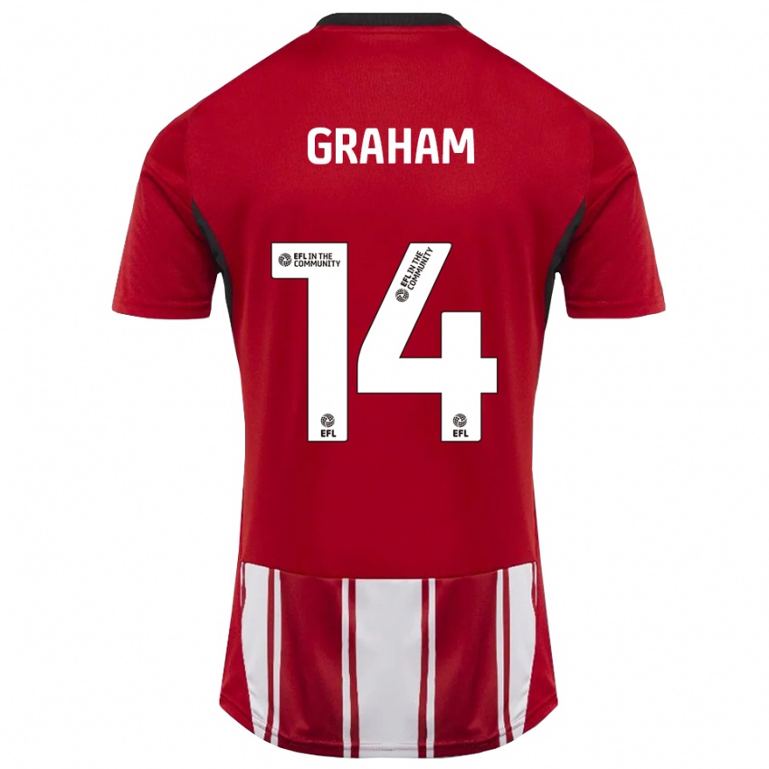 גברים Callum Graham #14 אדום לבן שחור ג'רזי ביתית 2025/26 חולצה קצרה
