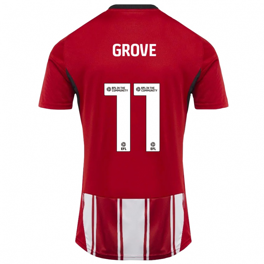 גברים Jade Grove #11 אדום לבן שחור ג'רזי ביתית 2025/26 חולצה קצרה