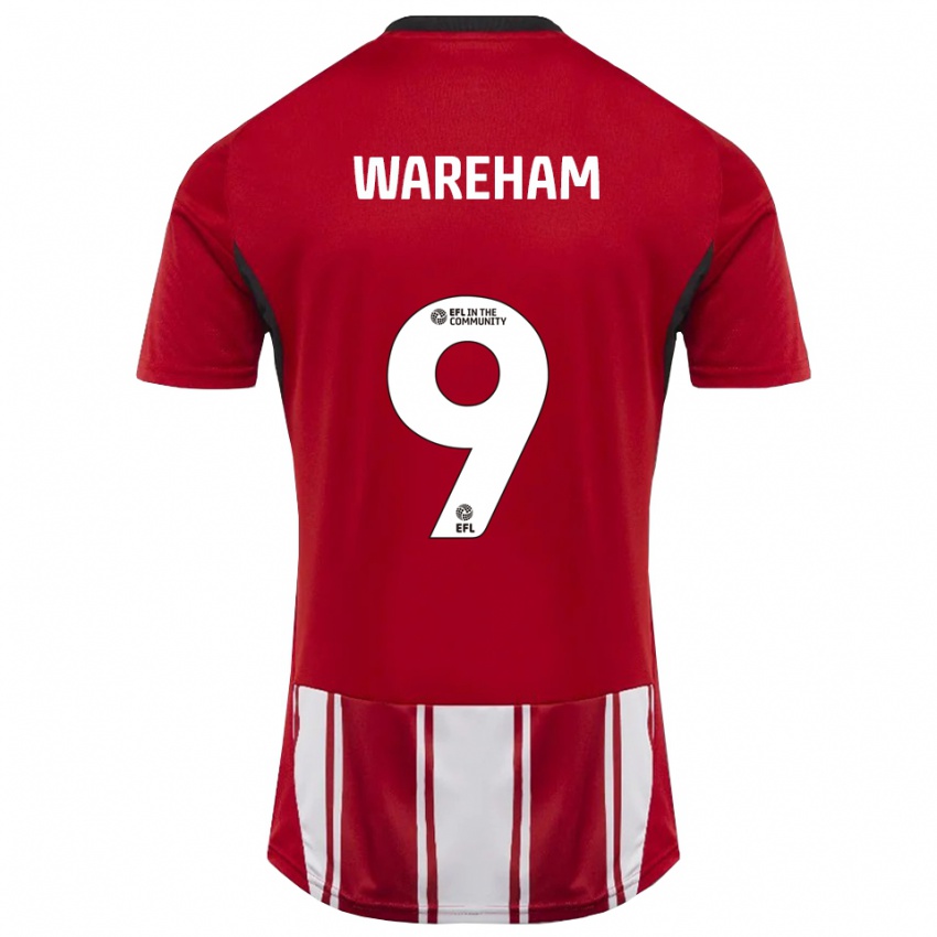גברים ג'יידן וורהאם #9 אדום לבן שחור ג'רזי ביתית 2025/26 חולצה קצרה