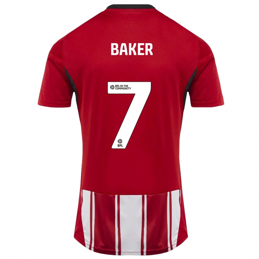 גברים Phoebe Baker #7 אדום לבן שחור ג'רזי ביתית 2025/26 חולצה קצרה