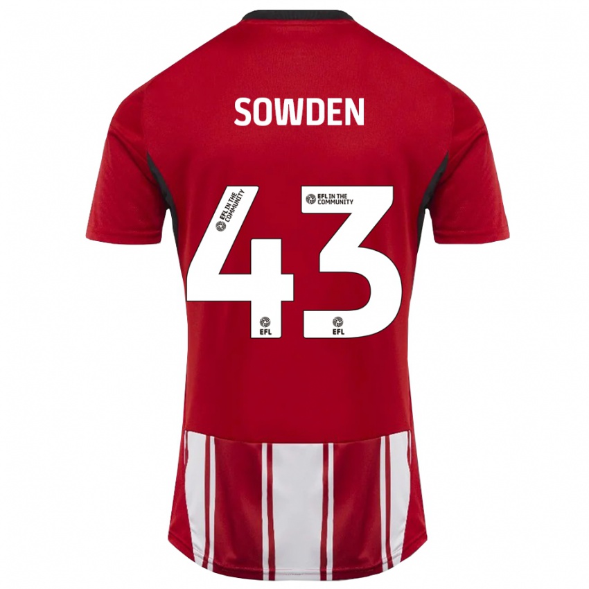 גברים Andrew Sowden #43 אדום לבן שחור ג'רזי ביתית 2025/26 חולצה קצרה