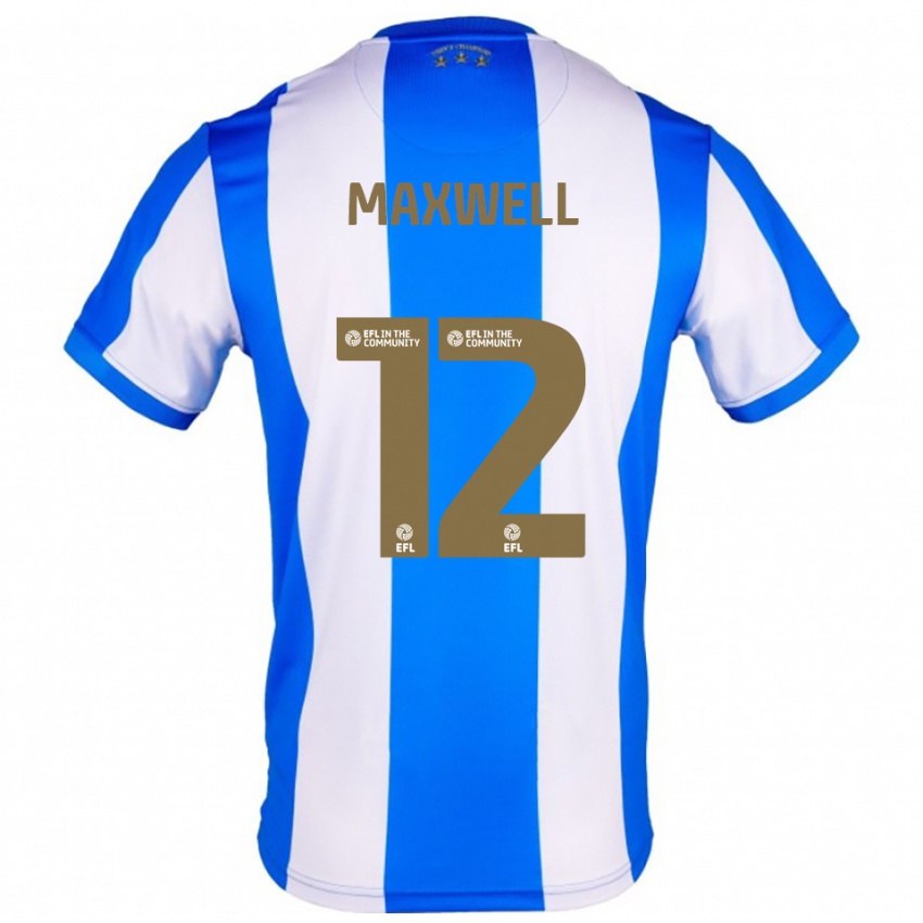 גברים כריס מקסוול #12 כחול לבן ג'רזי ביתית 2025/26 חולצה קצרה