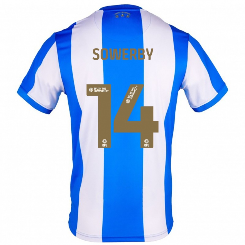 גברים Lucy Sowerby #14 כחול לבן ג'רזי ביתית 2025/26 חולצה קצרה