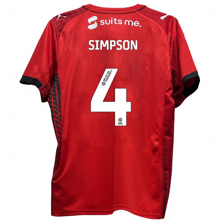 גברים ג'ק סימפסון #4 אדום שחור ג'רזי ביתית 2025/26 חולצה קצרה