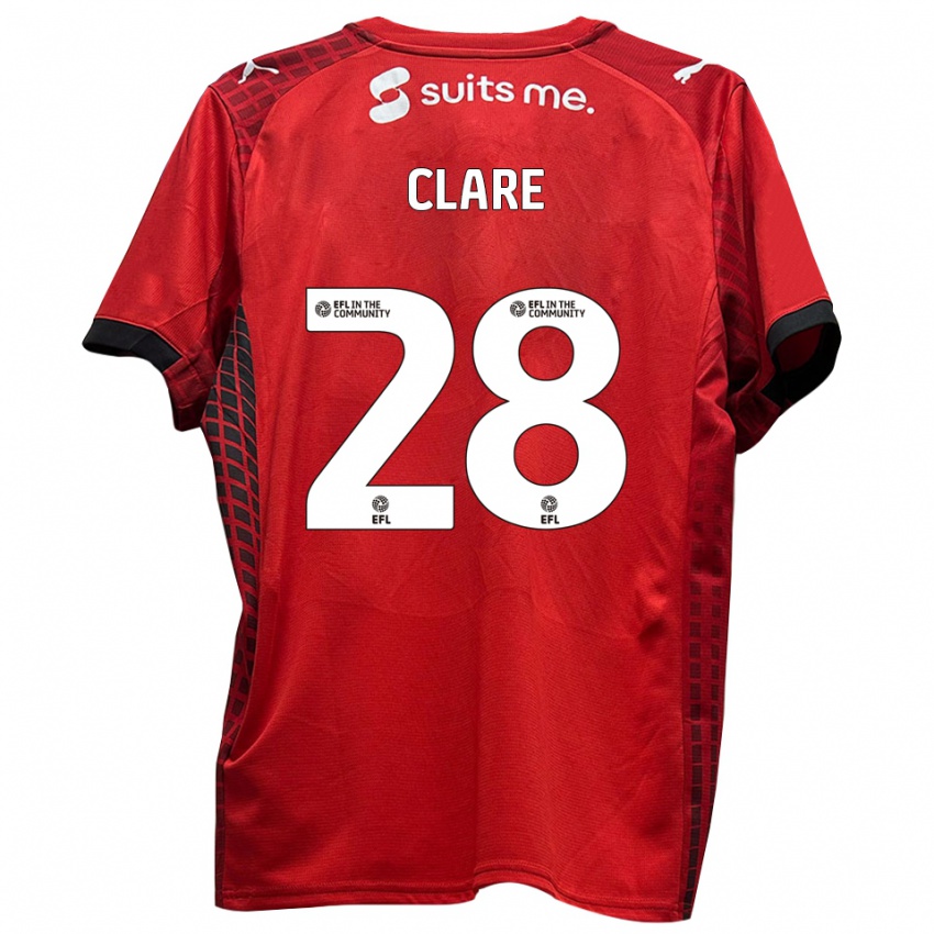 גברים שון קלייר #28 אדום שחור ג'רזי ביתית 2025/26 חולצה קצרה