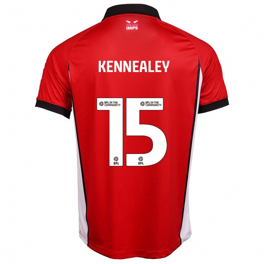 גברים Josh Kennealey #15 אדום לבן ג'רזי ביתית 2025/26 חולצה קצרה