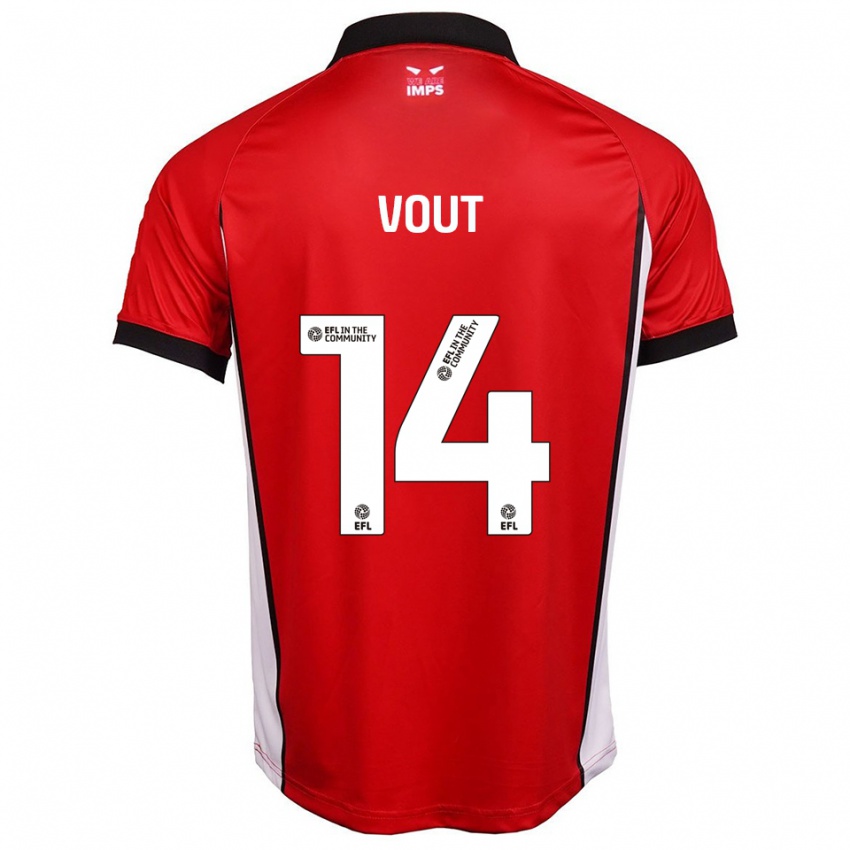 גברים Leo Vout #14 אדום לבן ג'רזי ביתית 2025/26 חולצה קצרה