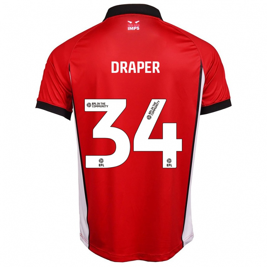 גברים פרדי דרייפר #34 אדום לבן ג'רזי ביתית 2025/26 חולצה קצרה גברים פרדי דרייפר #34 אדום לבן ג'רזי ביתית 2025/26 חולצה קצרה
