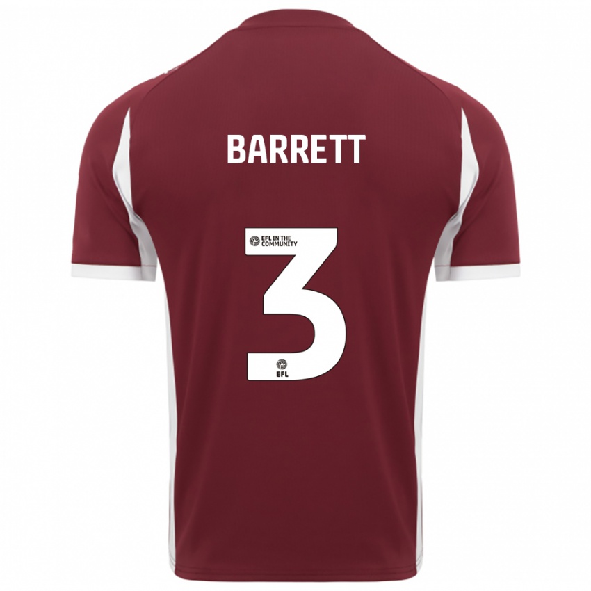 גברים Victoria Barrett #3 בורדו לבן ג'רזי ביתית 2025/26 חולצה קצרה