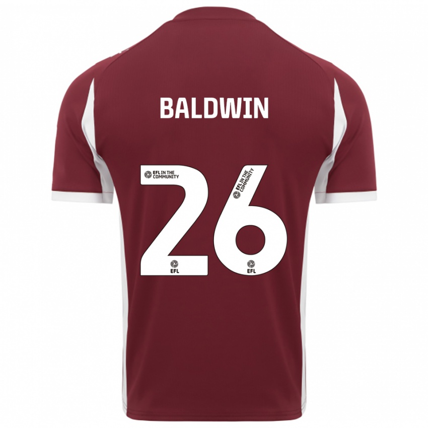 גברים ג'ק בולדווין #26 בורדו לבן ג'רזי ביתית 2025/26 חולצה קצרה