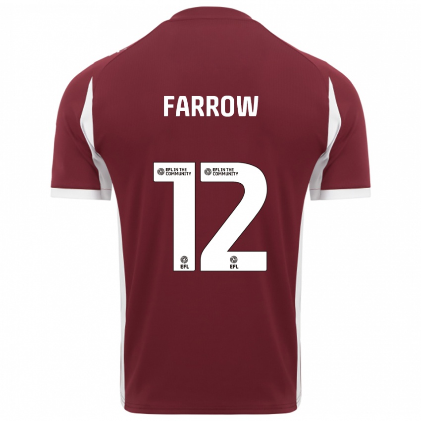 גברים Kim Farrow #12 בורדו לבן ג'רזי ביתית 2025/26 חולצה קצרה