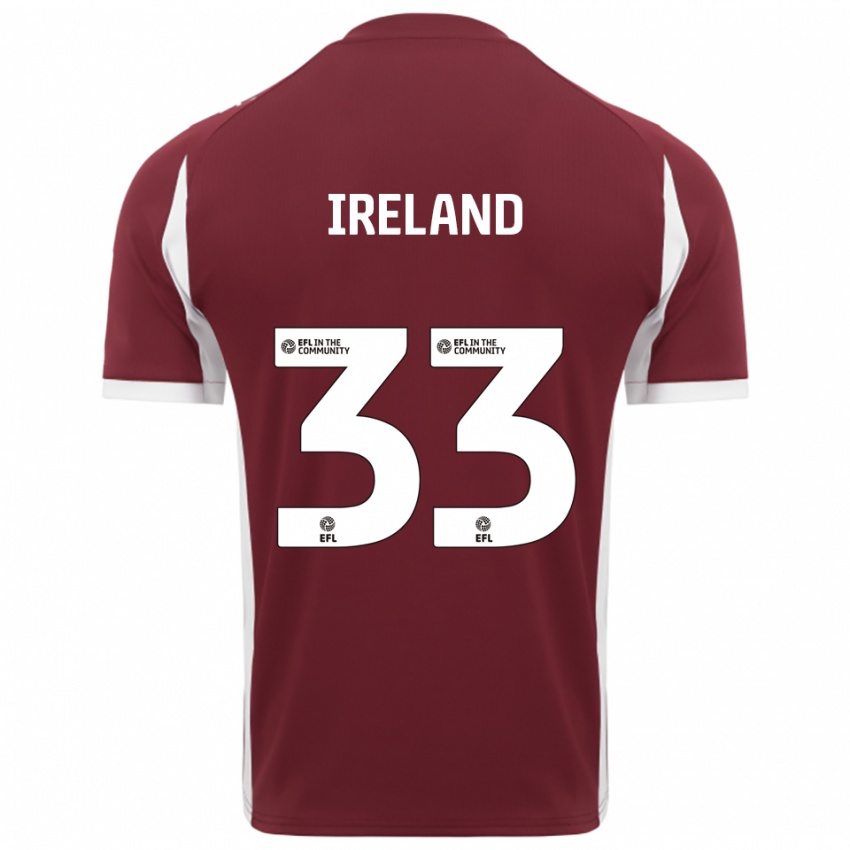 גברים Matthew Ireland #33 בורדו לבן ג'רזי ביתית 2025/26 חולצה קצרה