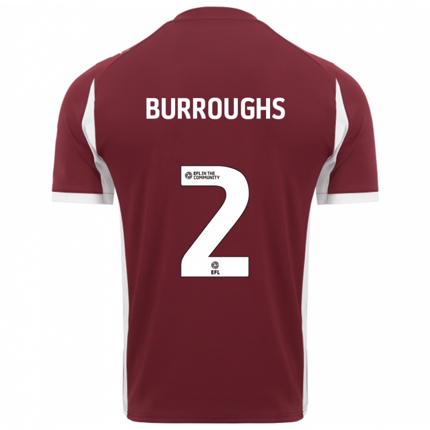 גברים ג'ק בורוז #2 בורדו לבן ג'רזי ביתית 2025/26 חולצה קצרה