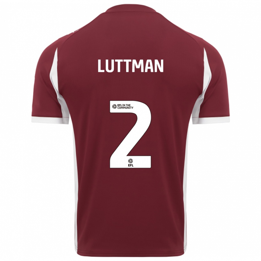 גברים Bianca Luttman #2 בורדו לבן ג'רזי ביתית 2025/26 חולצה קצרה