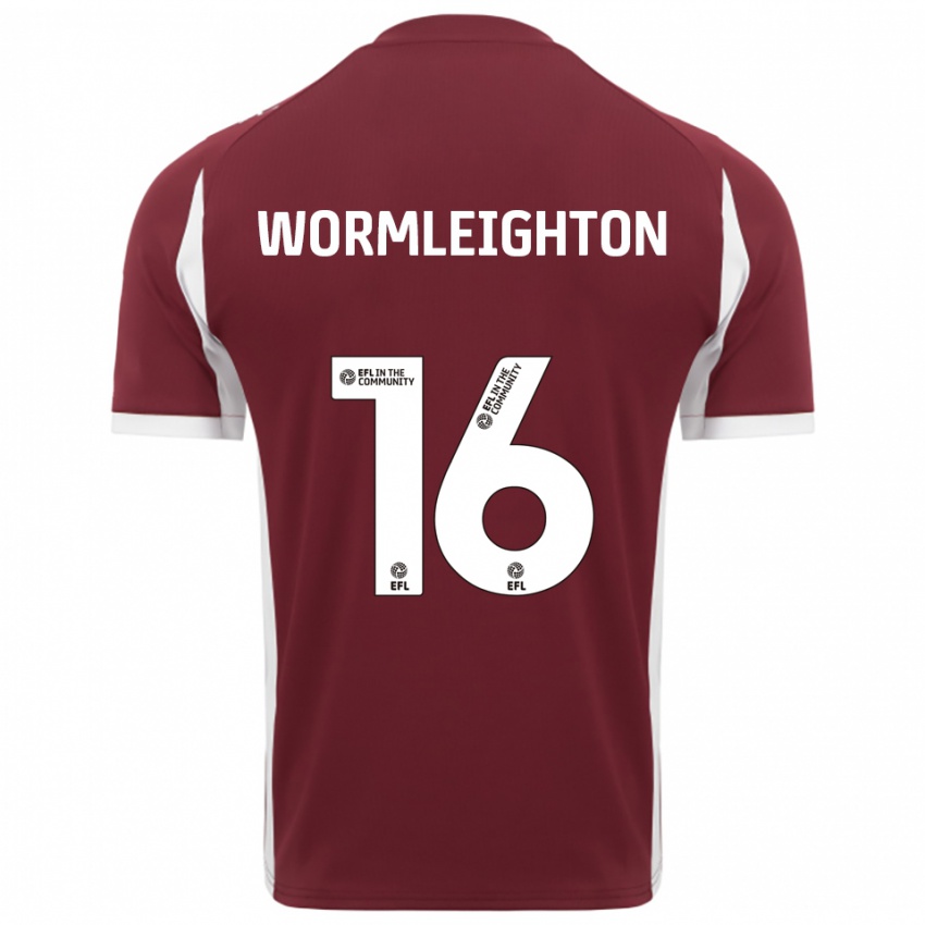 גברים ג'ו וורמלייטון #16 בורדו לבן ג'רזי ביתית 2025/26 חולצה קצרה