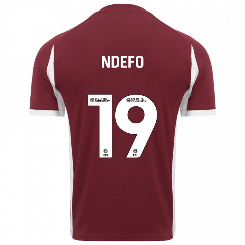 גברים Ona Ndefo #19 בורדו לבן ג'רזי ביתית 2025/26 חולצה קצרה