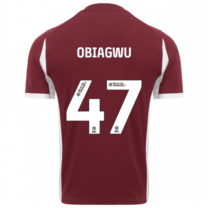 גברים Fran Obiagwu #47 בורדו לבן ג'רזי ביתית 2025/26 חולצה קצרה