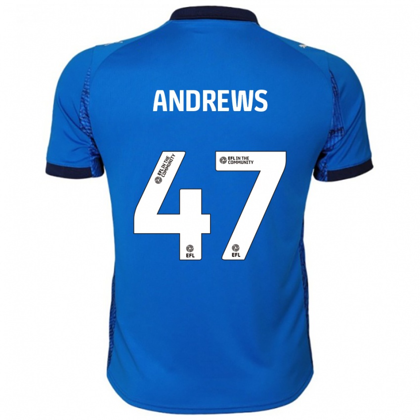 גברים ג'ו אנדרוז #47 כחול לבן ג'רזי ביתית 2025/26 חולצה קצרה