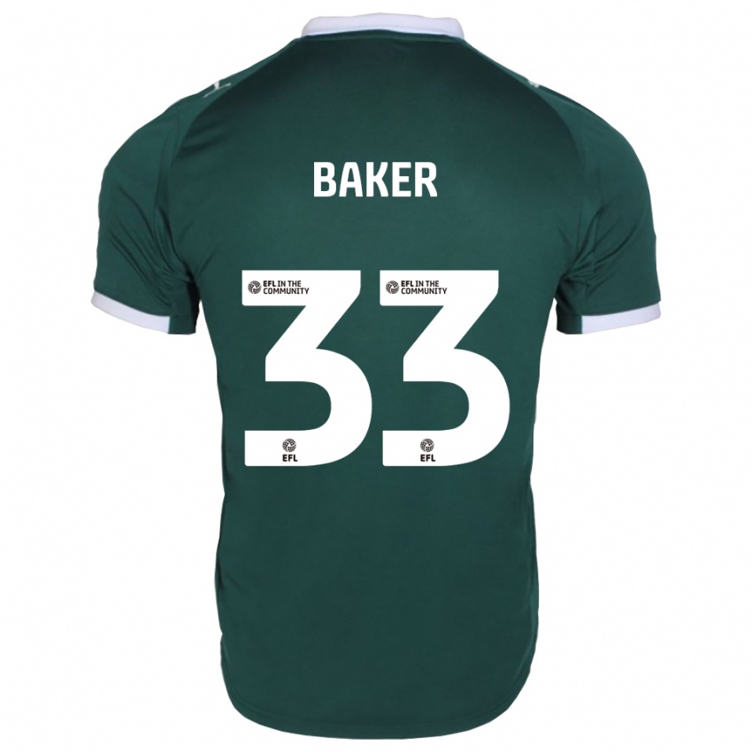 גברים זאק בייקר #33 ירוק לבן ג'רזי ביתית 2025/26 חולצה קצרה