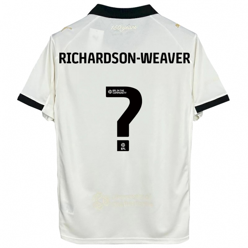 גברים Ella Richardson-Weaver #0 לבן פנינה שחור ג'רזי ביתית 2025/26 חולצה קצרה