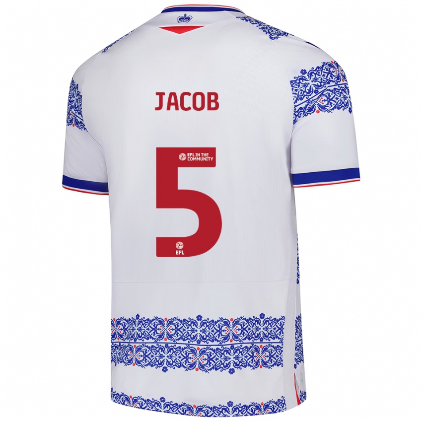 גברים מאטי ג'ייקוב #5 לבן כחול ג'רזי ביתית 2025/26 חולצה קצרה