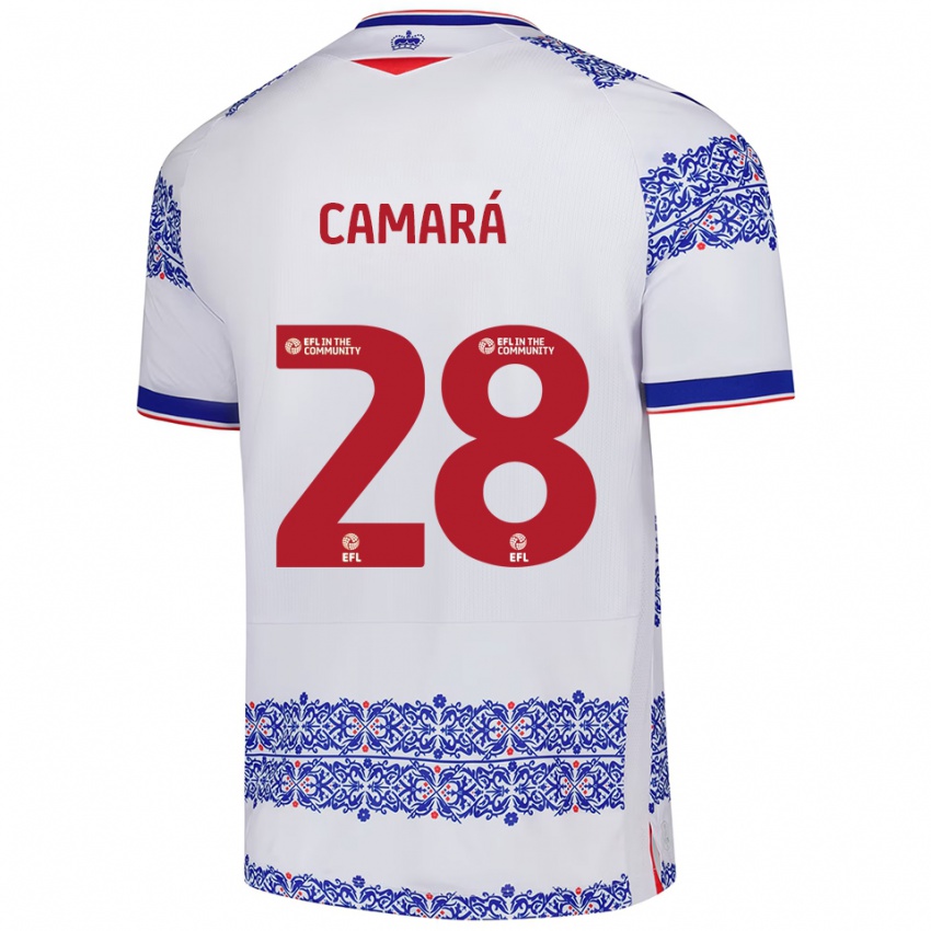 גברים ממאדי קמארה #28 לבן כחול ג'רזי ביתית 2025/26 חולצה קצרה