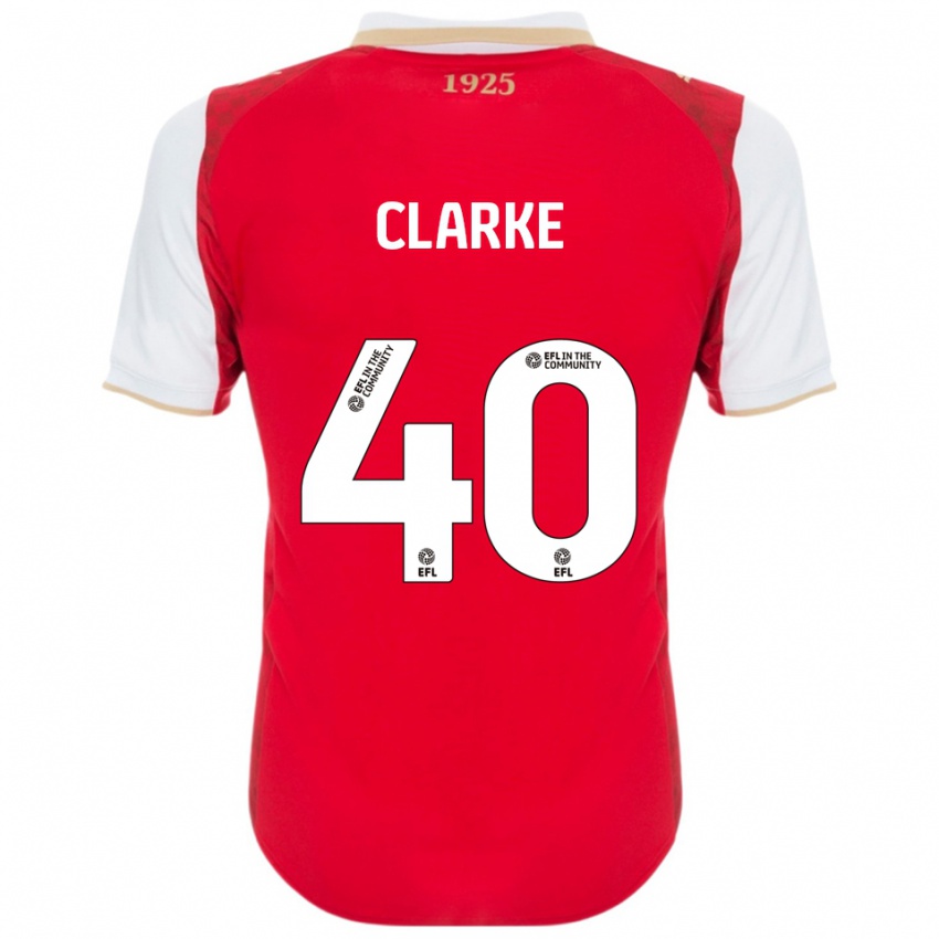 גברים Lewis Clarke #40 אדום לבן ג'רזי ביתית 2025/26 חולצה קצרה