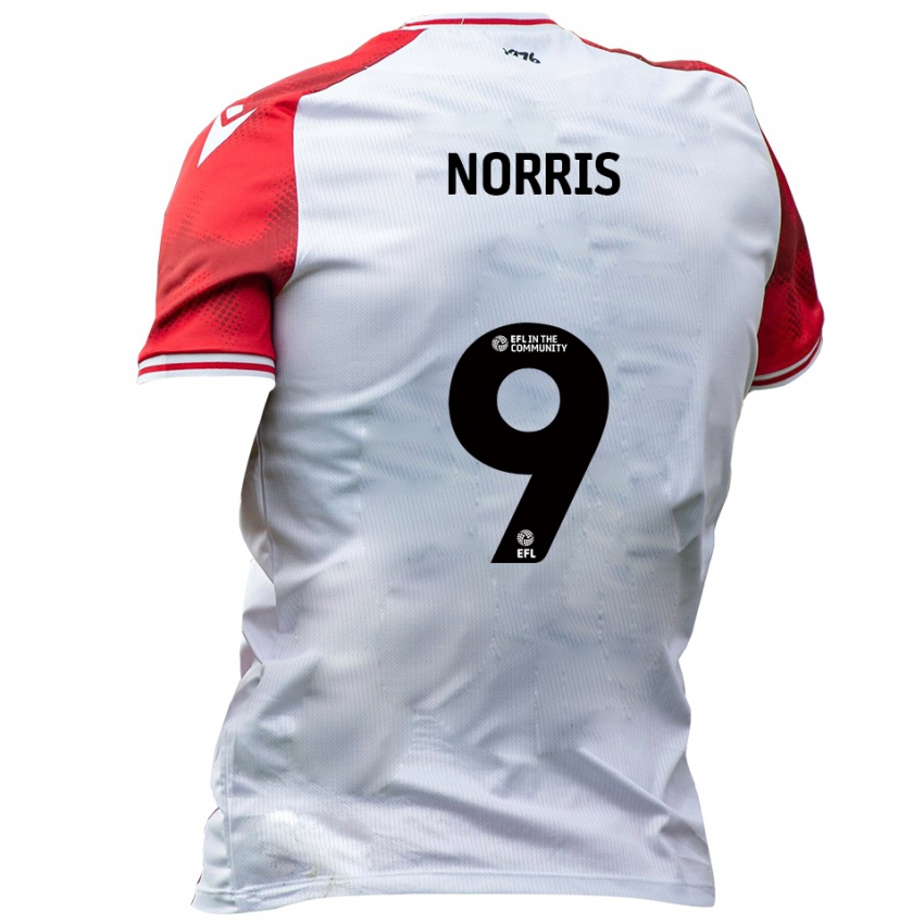 גברים Frank Norris #9 לבן אדום ג'רזי ביתית 2025/26 חולצה קצרה
