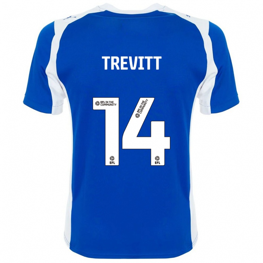 גברים ראיין טרוויט #14 כחול לבן ג'רזי ביתית 2025/26 חולצה קצרה