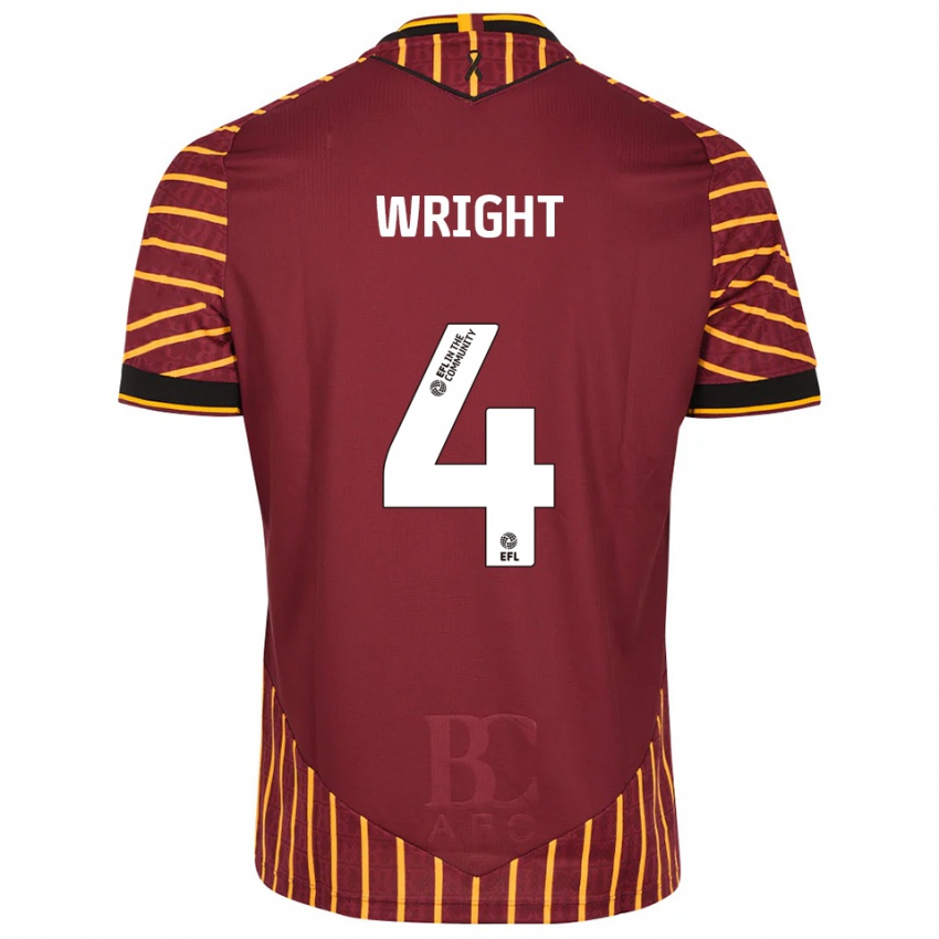 גברים Joe Wright #4 כתום בורדו ג'רזי ביתית 2025/26 חולצה קצרה