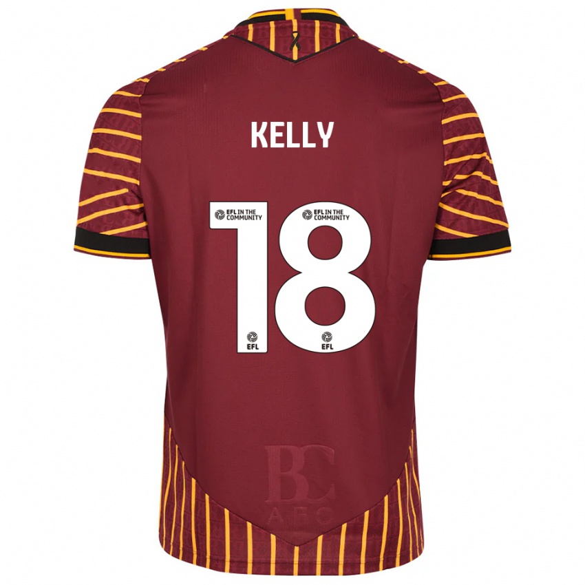 גברים קירן קלי #18 כתום בורדו ג'רזי ביתית 2025/26 חולצה קצרה