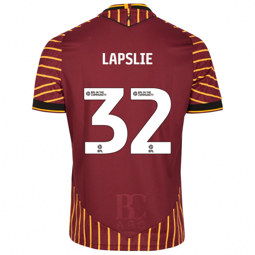 גברים George Lapslie #32 כתום בורדו ג'רזי ביתית 2025/26 חולצה קצרה