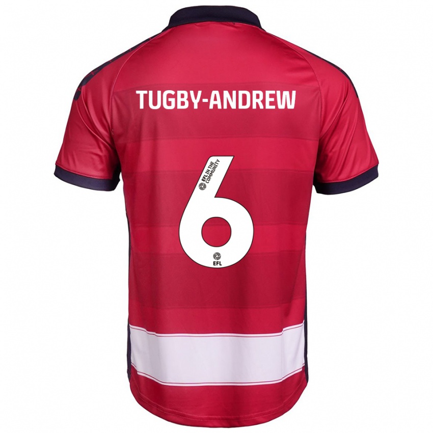 גברים Jessica Tugby-Andrew #6 אדום לבן ג'רזי ביתית 2025/26 חולצה קצרה