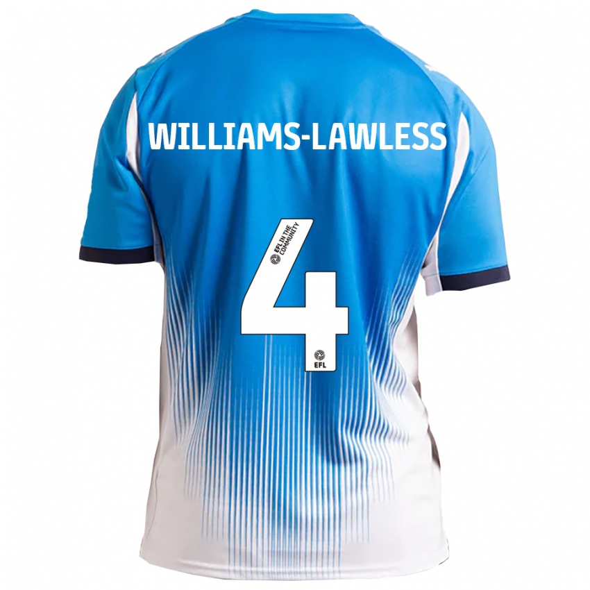 גברים John Williams-Lawless #4 כחול לבן ג'רזי ביתית 2025/26 חולצה קצרה