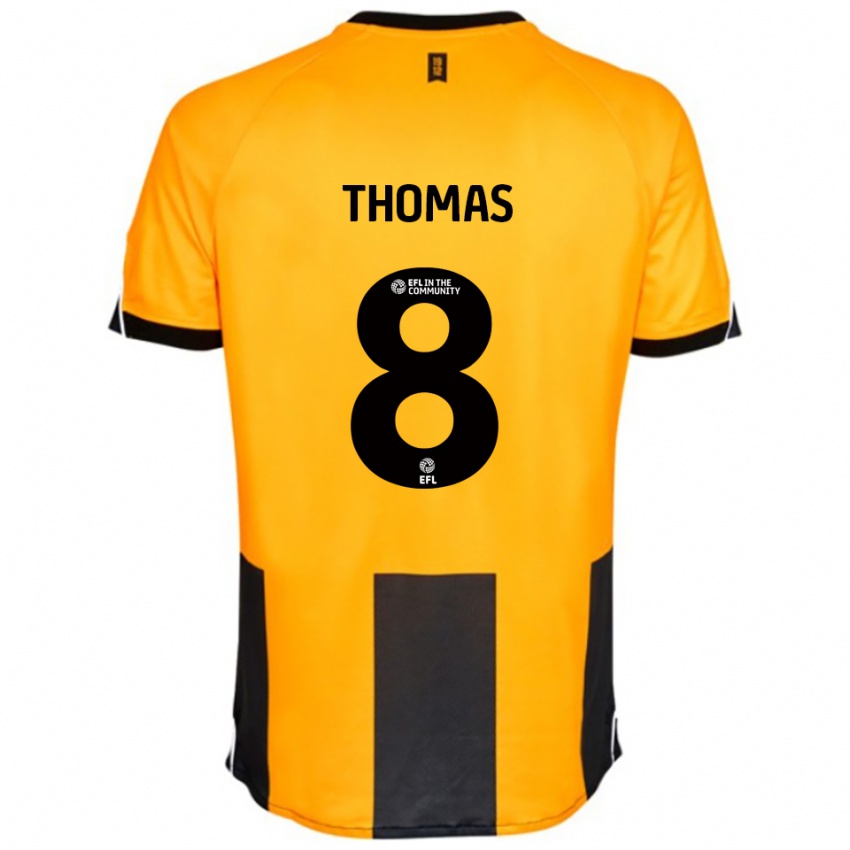 גברים George Thomas #8 כתום שחור ג'רזי ביתית 2025/26 חולצה קצרה