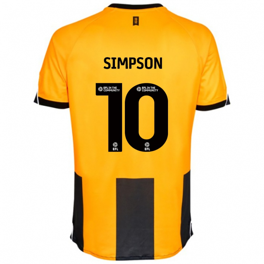 גברים Harley-Jean Simpson #10 כתום שחור ג'רזי ביתית 2025/26 חולצה קצרה