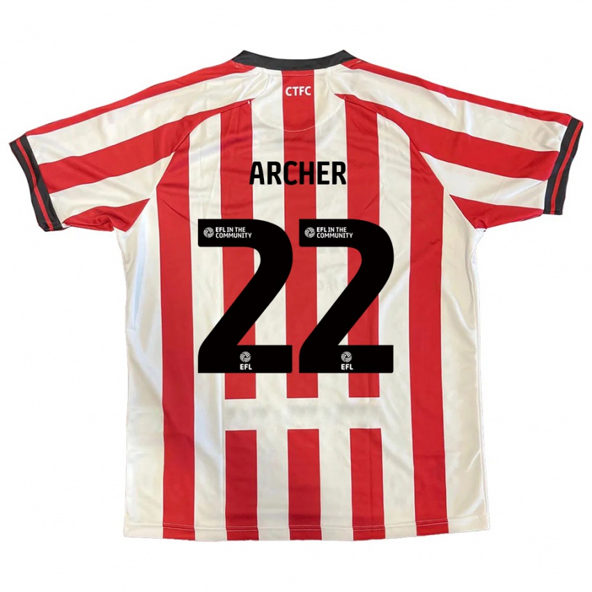גברים אטון ארצ׳ר #22 אדום לבן שחור ג'רזי ביתית 2025/26 חולצה קצרה