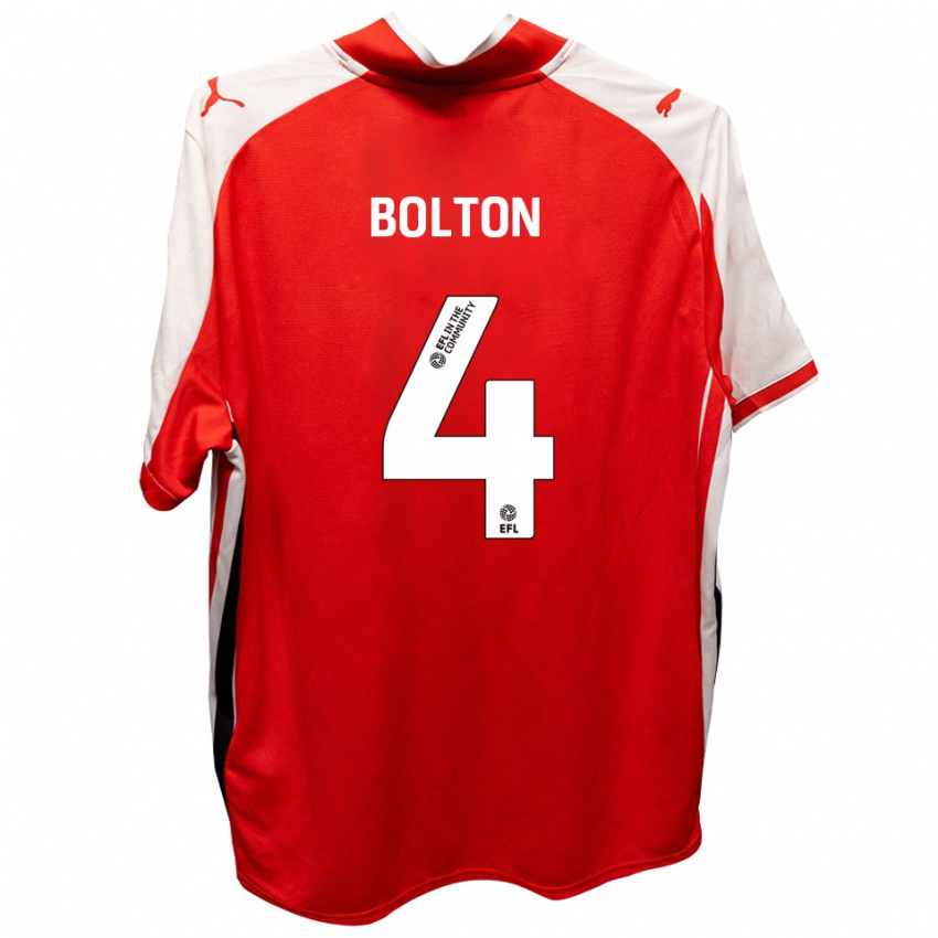 גברים ג'יימס בולטון #4 אדום לבן ג'רזי ביתית 2025/26 חולצה קצרה